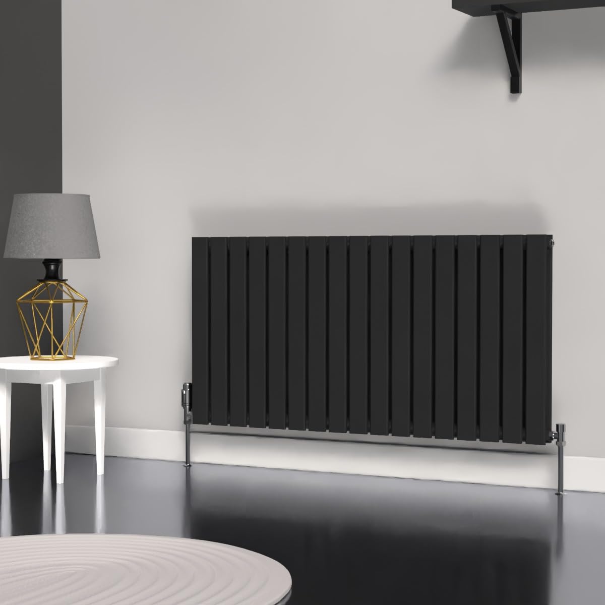 B&Q -  Flat Horizontal Radiator Black 600 mm X 1190 mm Double Panel Lux Flat-600-1190D