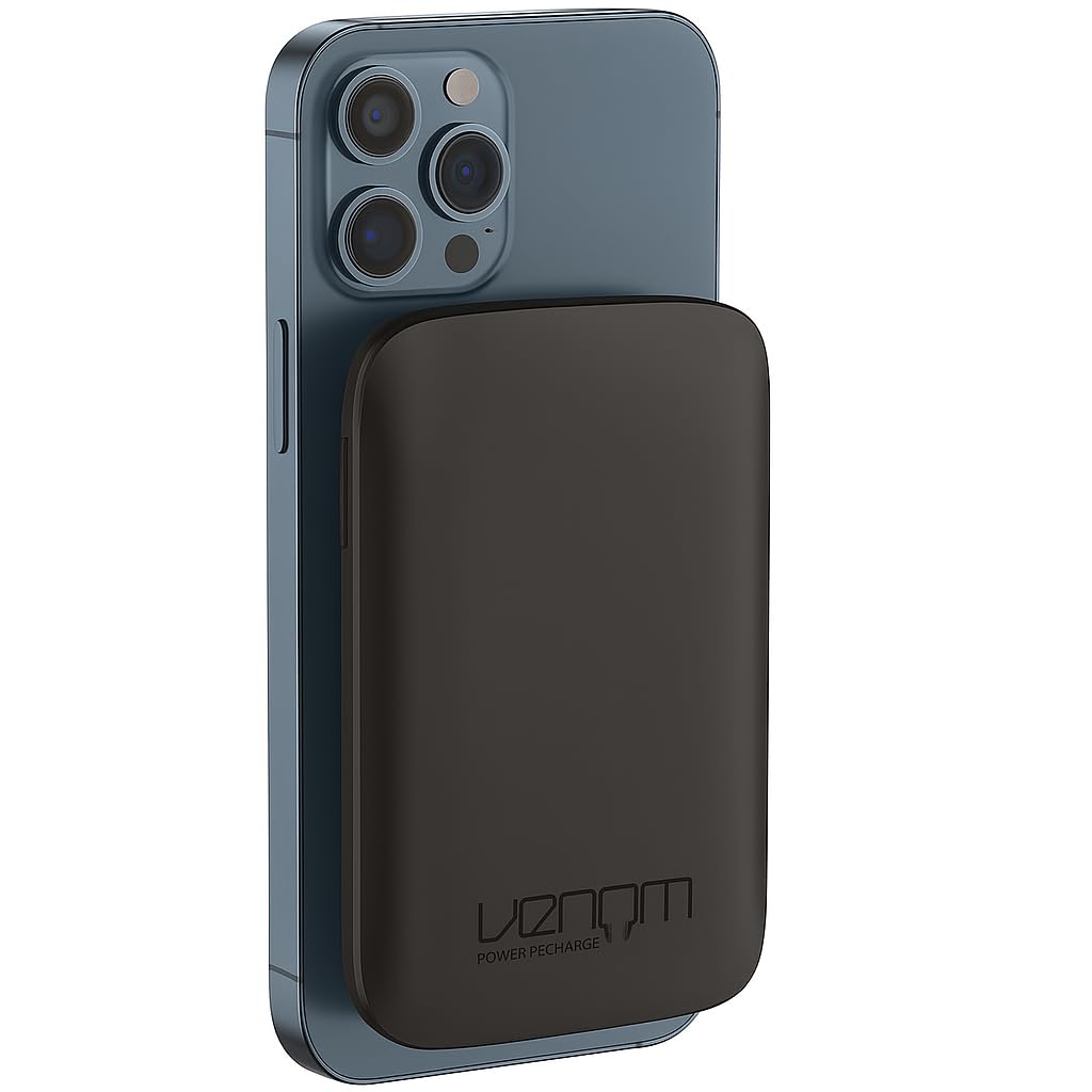 Venom Magnetic Power Bank - 5000mAh Fast Charge - MagSafe Compatible - Black