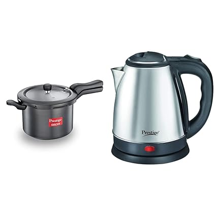 Prestige Svachh Pressure Cooker HA 5 L + Prestige Electric Kettle PKOSS - 1500watts, Steel (1.5Ltr), Black COMBO