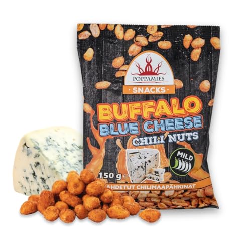 Cacahuetes con chile, queso azul y búfalo Poppamies: un aperitivo ligeramente picante con un toque ácido de alitas de búfalo y un rico sabor a queso azul - 150g
