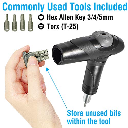 MARQUE Adjustable Bike Torque Wrench – 4, 5, 6 Nm Dial Portable Mini Bicycle Multitool Allen Key Tool, includes 3, 4, 5 mm Hex, T 25 Tool Bits – Repair Your Road and MTB at Home Garage - Cyclist Gift