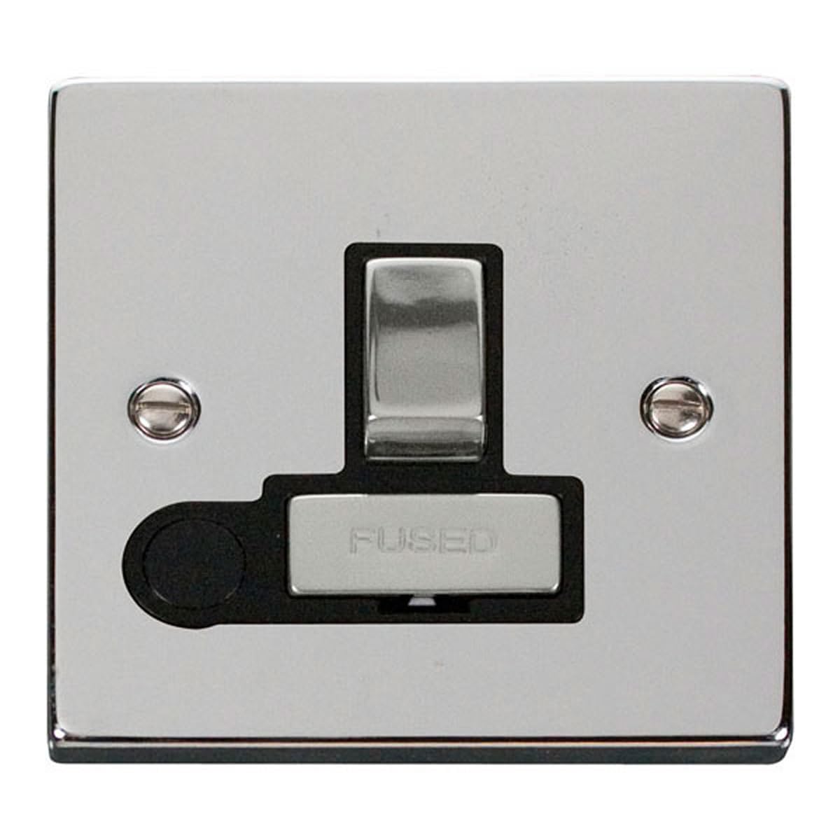 Click Polished Chrome 13A Fused Ingot Connection Unit Switched With Flex - Black Insert