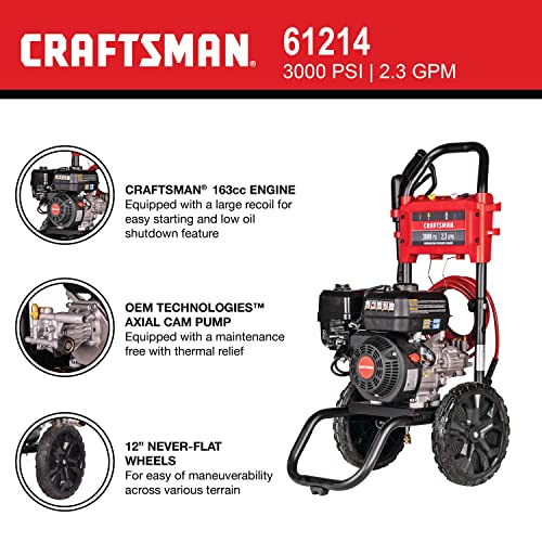Craftsman CMXGWFN061214 3000 PSI Gas Pressure Washer, 2.3 GPM ...