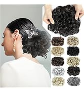 Liliyab Messy Hair Bun Hair Piece, Hair Buns Hair Piece, Combs in Ponytail Curly Synthetic Hair E...