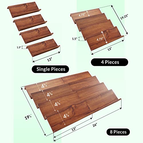 Image of Tinamo Spice Drawer Organizer-Acacia Wooden Countertop Tray Spice Racks Organizer For Cabinet Storage Shelf-4 Tier Spice Rack Organizer For Drawer 64 Jars, Tiered Shelf