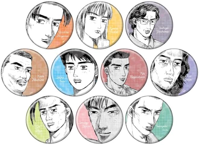 Initial D 02 (Official Illustration) Hologram Tin Badge 2.6 inches (65 mm) Complete Set Box of 10