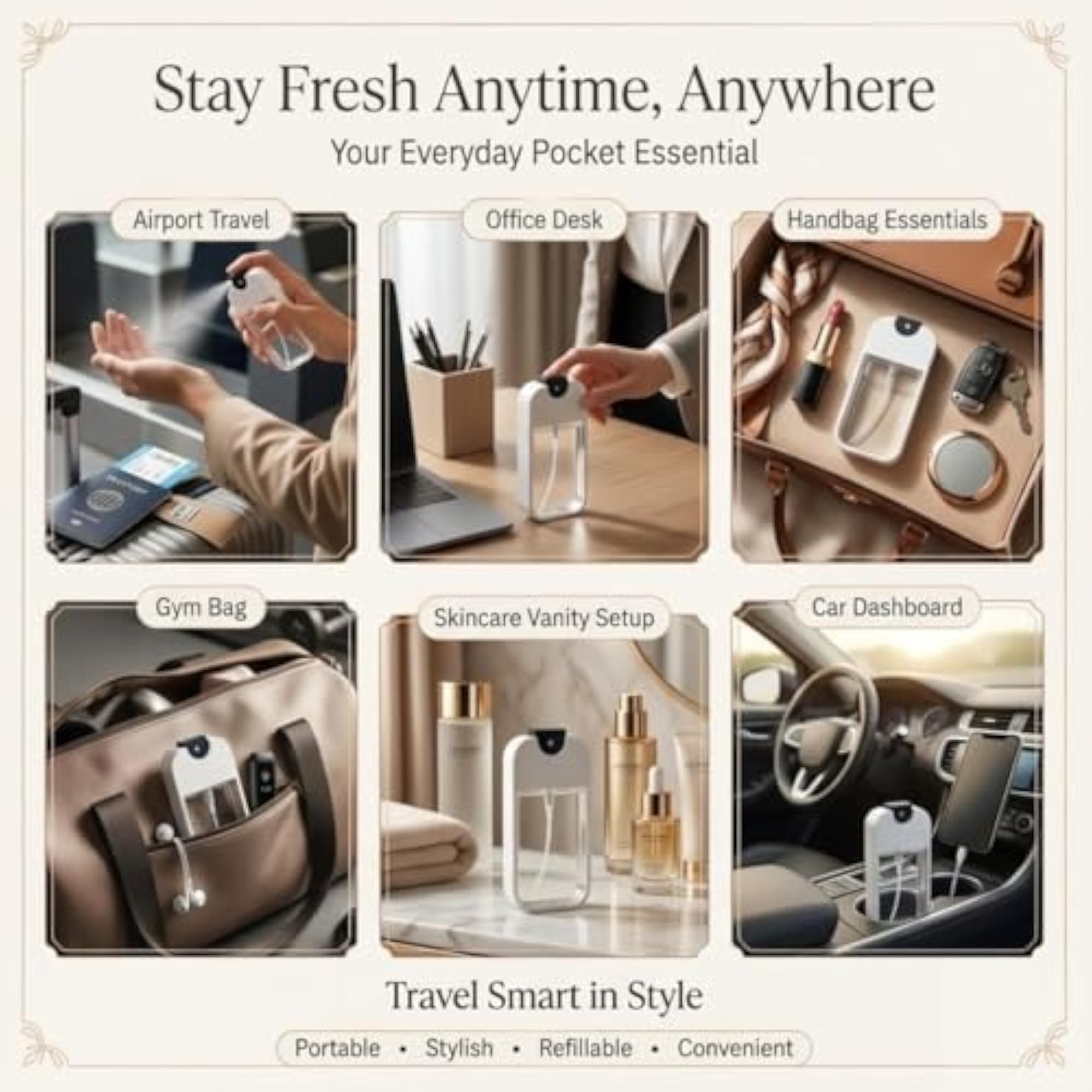 Portable Spray Bottle 45ml, Refillable Atomizer