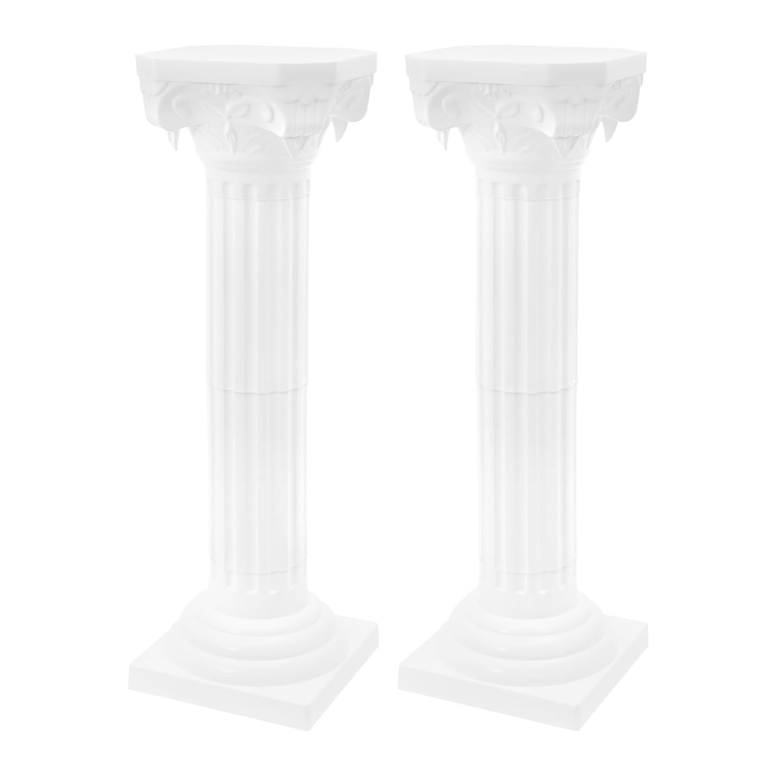 2Pcs Wedding Roman Column Pillars Set White Elegant Roman Pillars Stand Plastic Roman Pillars Decorative Wedding Party Pot Columns Pedestal Stand Flower Floral Road Decorative Holder (Style 4, 2PCS)