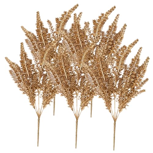 Healeved 5 Piezas de Flores Artificiales de Espiga de Trigo Dorada Ramos Secos Decorativos para Bodas y Hogar Tallos de Trigo Realistas para Arreglos y Manualidades