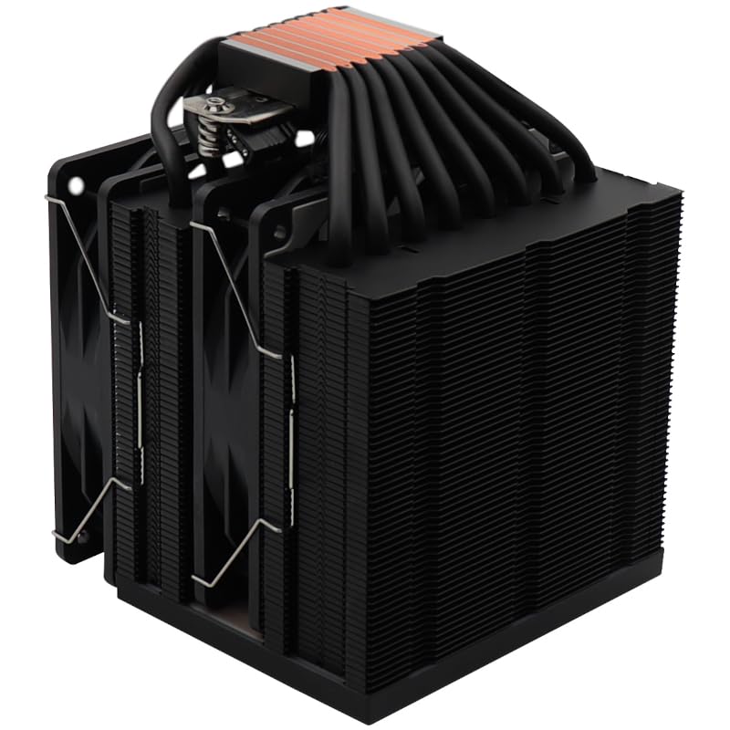 SLIMBOOK Cooltop - Dissipatore CPU da 280 W, 8 tubi in rame, 2 ventole da 12 cm RGB, 1600 giri/min, compatibile Intel 1851 e AMD AM5