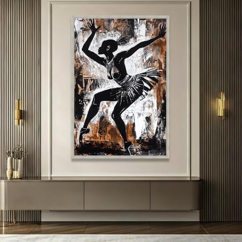 Toile imprimée danseuse africaine silhouette grand format 30x40