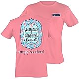 Simply Southern Women's Preppy Sunshine Party Pink Tee (Small)