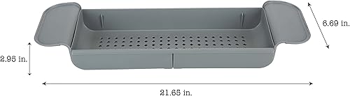 Miniatura 5 de Bath Bliss Organizador extensible para bañera  Antideslizante  Sobre la bañera  21-27 pulgadas  Bandeja para bañera  Almacenamiento y organizador de