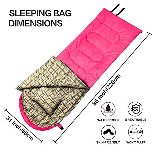 Desert & Fox Cotton Flannel Sleeping Bags With Pillow, 4 Season Warm & Cold Weather Envelope Compression Sack, Lightweight & Portable Backpacking Sleeping Bag For Outdoor Camping, Hiking, Traveling #TOP1