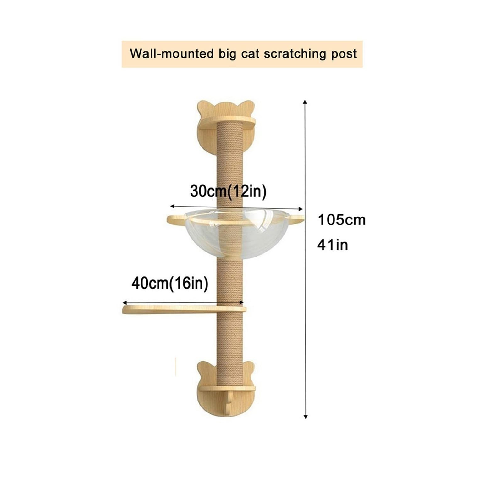 1 Supporto da Parete for Gatti, Mensola for Gatti, Trespolo da Parete for Gatti, Inclusa Cuccia for Gatti, Tiragraffi for Gatti, Scaletta for Gatti(105 * 30cm/41 * 12in)
