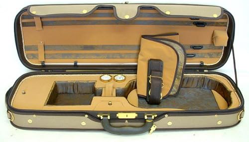 Luxury Euro-Style 4/4 Violin Case Oblong Tan/Light Brown/Tan