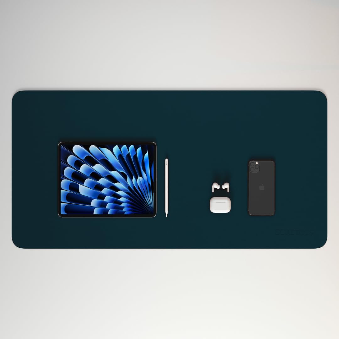 scarters Desk mat | Desk Accessories for Work from Home and Office | Extended Mouse Pad | Reversible (Blue & Black) | 90 * 45cm | Anti Slip, Vegan PU-picture-12