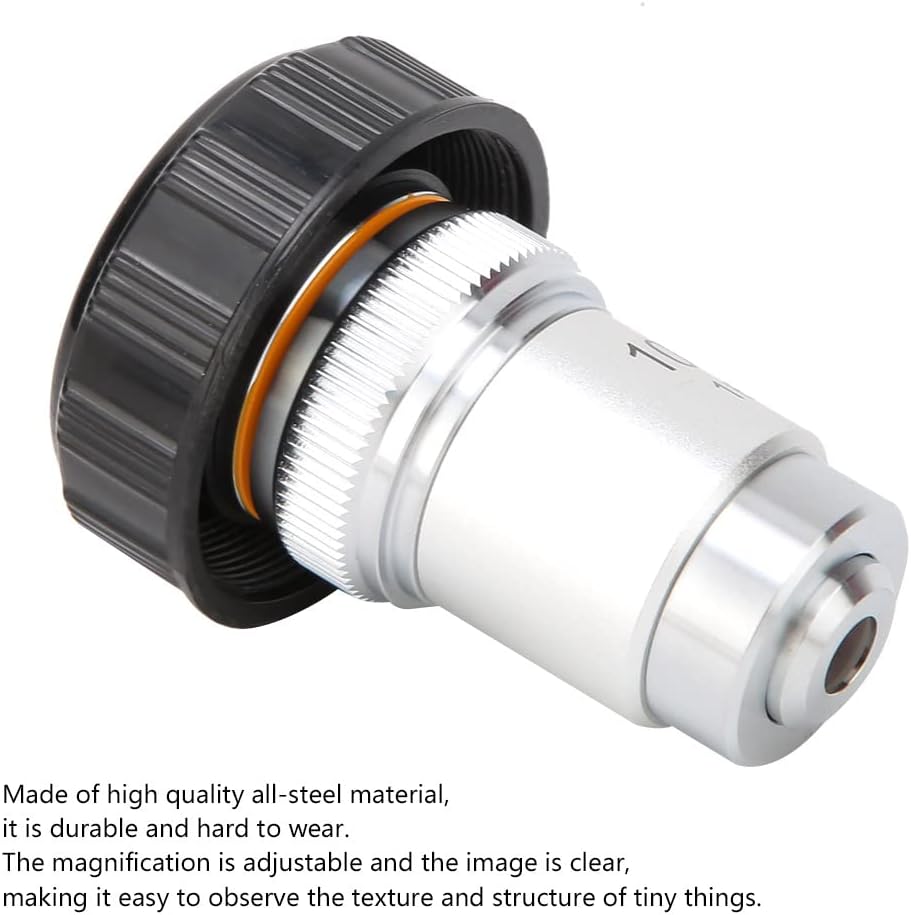 195 Achromatic Objective Lens Compatible with Biological Microscopes, All Steel Material with Standard RMS 20.2 mm Interface, Magnification Options Including 4X 10X 20X 40X 60X (10X)