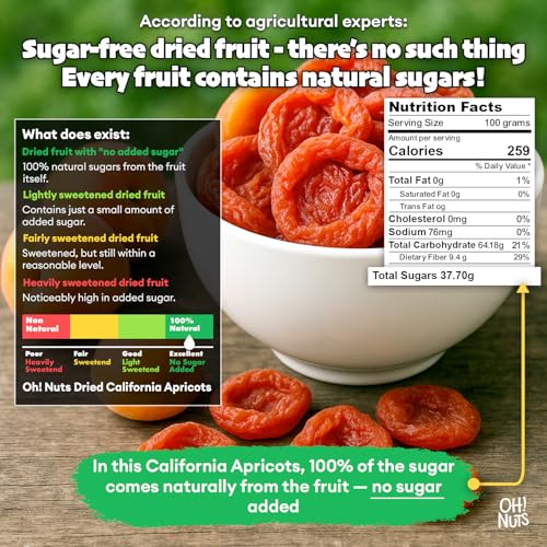 Oh! Nuts Dried Apricots California – 1 lb – No Sugar Added – Packed in New York Zip-Seal Bag to Preserve Natural Freshness and Quality - Thumbnail 2