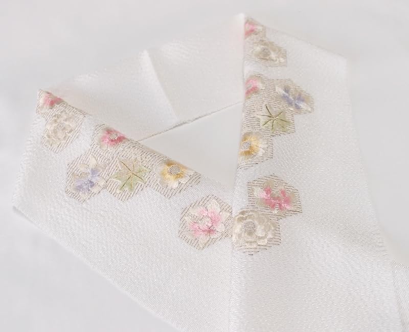 手刺繍 半襟 縮緬地 正絹 刺繍 半衿 白地衿秀 和想庵 楽天