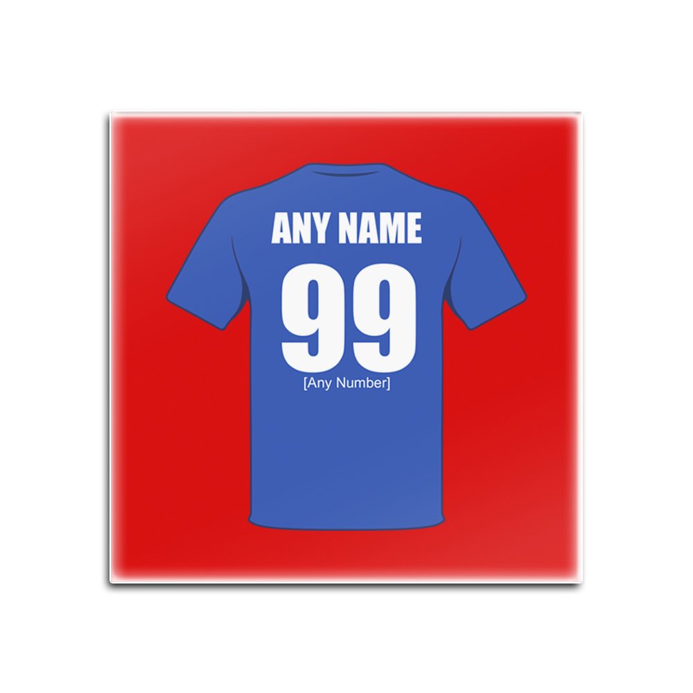 Personalised Gift - Chelsea Glass Square Coasters (Football Club Design Theme, Colour Options) - Any Name/Message on Your Unique Mat Pad - The Blues Pensioners — image 1
