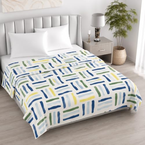 Image of Super Premium Quilt Cover Double Bed with Zipper Blanket Cover /rajai Cover /Comforter Cover /Duvet Cover King Size Soft Cotton Skin Friendly Stuff 90x100 Inches, White & Green | TC - 300