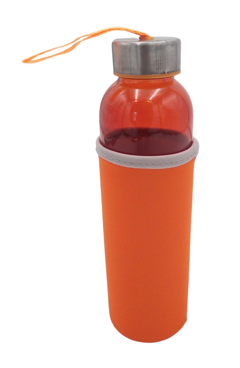 Buri Orange Glass Water Bottle 0.5 L With Protective Cover Water Bottle Glass Bottle Drinks Bottle Colour: