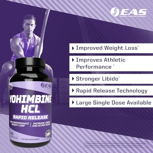 eas yohimbine hcl  improved weight loss amp athletic performance  rapid release technology  gluten free non gmo vegetarian friendly  90 capsules