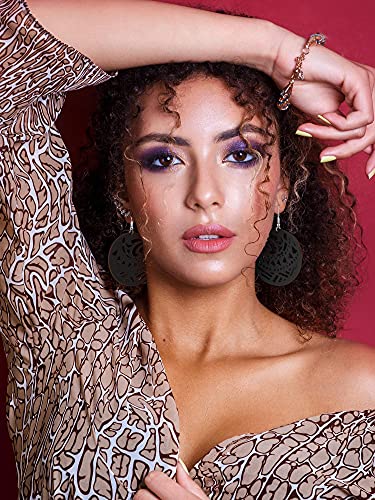 MTLEE 12 Pairs African Wooden Dangle Earrings Lightweight Drop Earrings Bohemian Pendant Jewelry Wooden Ornaments2
