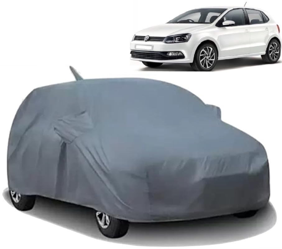V VINTON Semi Waterproof Car Body Cover All Accessories Compatible for Volkswagen Polo GT with Mirror Pocket Uv Dust Proof Protects from Rain and Sunlight | Grey