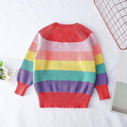 Winter Striped Sweater Coat Tops 2024 Toddler Kid Boys Girls Knitted Colorful Sweater Cardigan Coat Tops Xmas Coat4