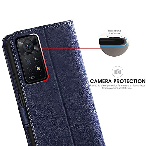 Image of TheGiftKart Flip Back Cover Case for Redmi Note 11 Pro /Pro Plus 5G | Dual-Color Leather Finish | Inbuilt Stand & Pockets | Wallet Style Flip Case for Redmi Note 11 Pro /Pro Plus 5G (Blue & Brown)