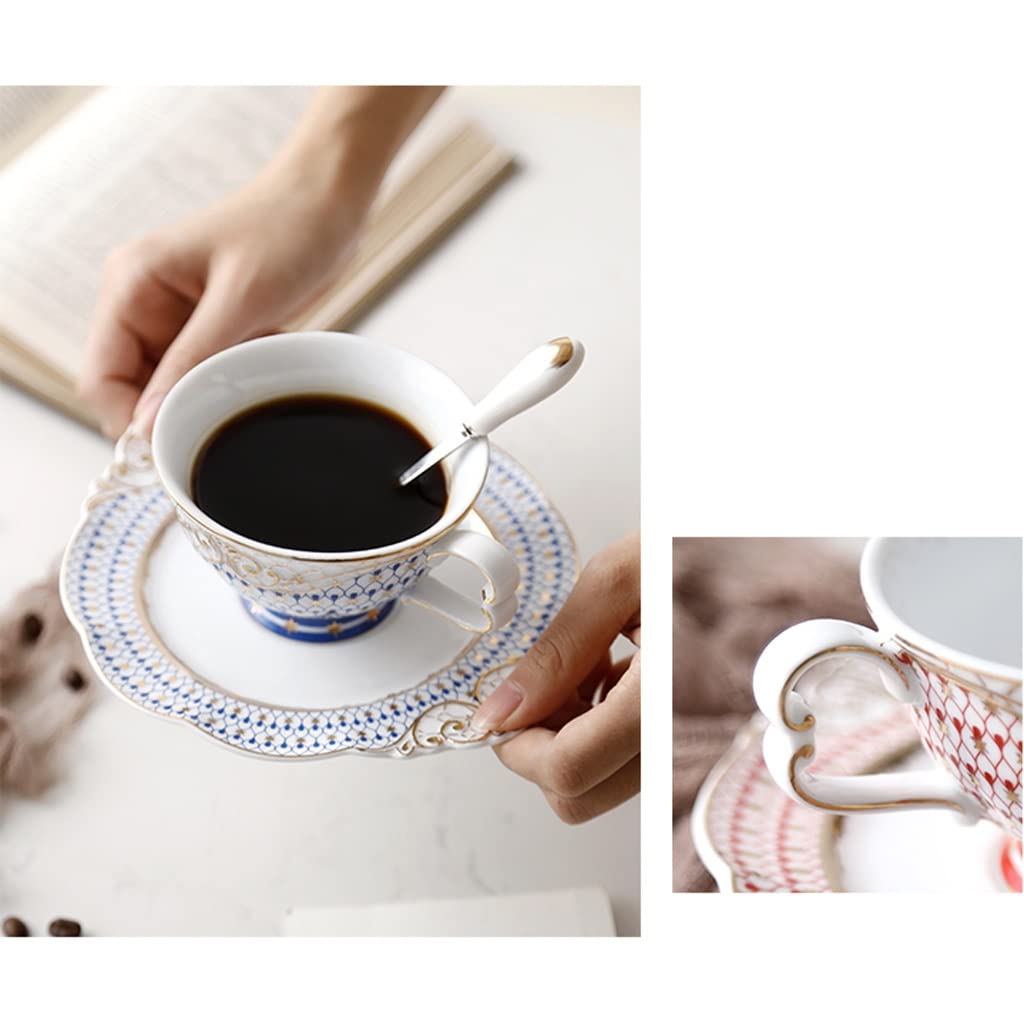 Tazzine Caffè Tazzine Caffe Tazze Caffe Tazza da tè Tazza da caffè con set di piattini per cucchiai, tazze da caffè in ceramica Set di piattini da caffè, latte, tazze da tè, regalo per le donne Tazzin