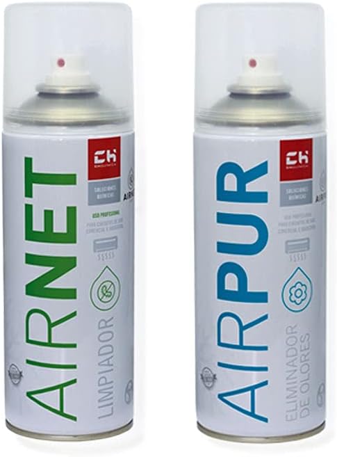 CH Quimica Pack AIRNET + AIRPUR Spray Limpia y Elimina olores Aire Acondicionado 400 ml