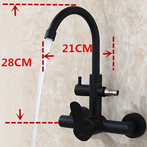 Robinetterie murale évier cuisine avec pistolet pulvérisateur double trou eau chaude - 7