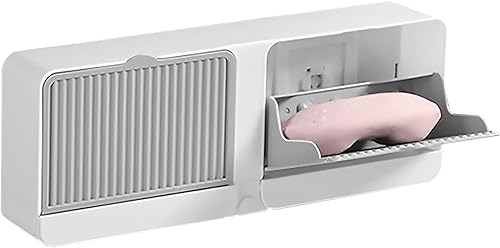 Doble habitación Soporte de jabón a prueba de polvo para pared de ducha jabonera adhesiva para montar en la pared protector de jabón de plástico sin