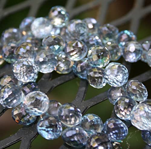 LKBEADS Mistyczny niebieski kwarc fasetowane brioletki cebulowe, zestaw 2 niebieskich półszlachetnych kamieni 7-8 mm