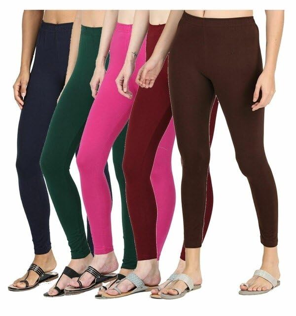 Women's Cotton Leggings Pack of 5 Multicolour-image-34