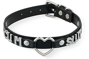 Black Heart O-ring Letter Choker Necklace & PU Leather Leash Collar for Women