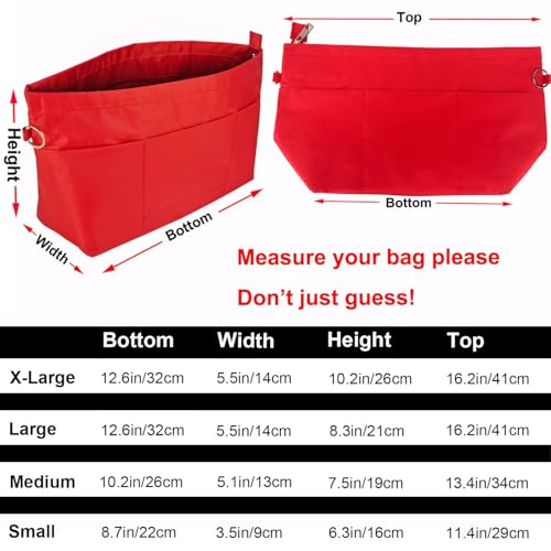 Image of Handbag Tote Purse Organizer Insert, Medium, Red