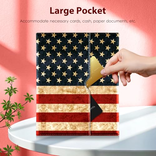 Image of DTTO for iPad Pro 13 Inch Case with Keyboard M5 /M4 2025 /2024, 7 Colors Backlit Wireless Detachable Keyboard Premium Leather Folio Cover with Pencil Holder & Pocket, US Flag