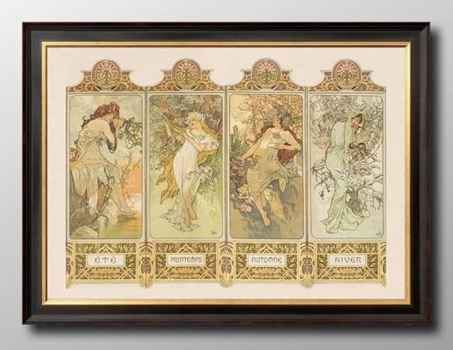 Amazon.co.jp: アルフォンス ミュシャ 四季 A3 サイズ おしゃれ