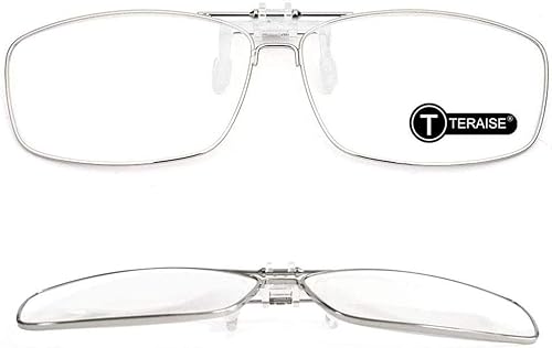 Miniatura 8 de TERAISE Gafas de lectura con clip con función abatible, marco completo de metal con clip en gafas graduadas diseñadas para la miopía, lectores de