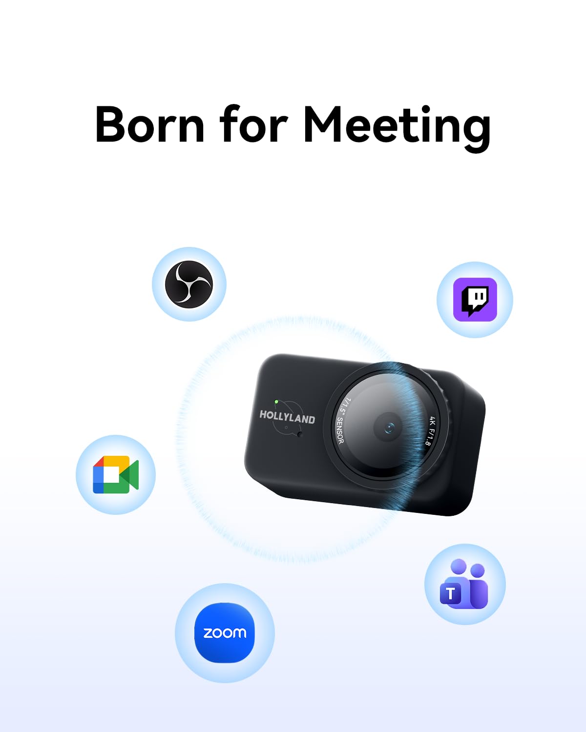 Hollyland Lyra Webcam UHD 4K per PC/Mac, Sensore da 1/1,5", Inquadratura Automatica, PDAF, HDR, Controllo per Live Streaming, Videochiamate, Gaming, Compatibile con Zoom, Teams, Twitch e Altri