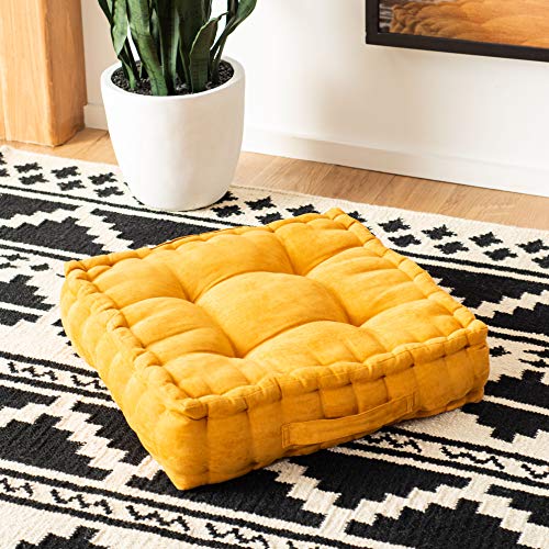 SAFAVIEH Gardenia Glam 18-inch Orange Ginger Velvet Square Floor Pillow, 0