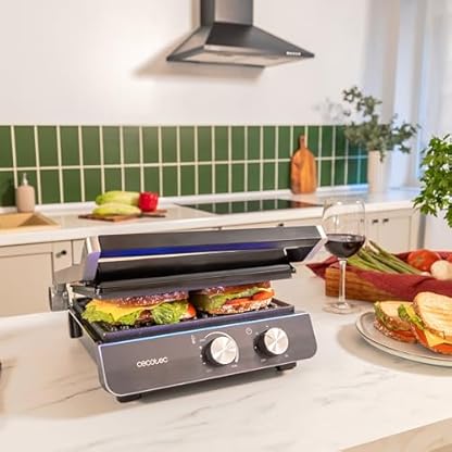 Cecotec Elektrischer Grill Rock'nGrill Blaze Neon – Leistung 2200 W, Öffnung bis 180 °, präzise Steuerung mit Kontrollleuchte, abnehmbare Platten, große Oberfläche 29 x 23 cm – Bild 5