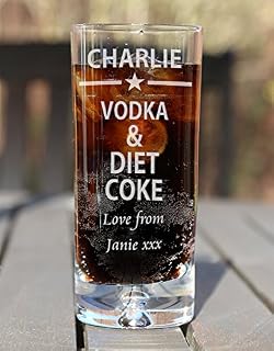Engraved Vodka & Diet Coke Glass Birthday Xmas Gift Star