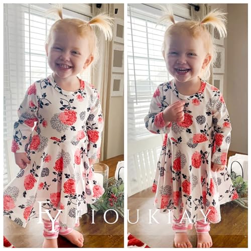 Image of Toddler-Girls-Fall-Clothes-Set Little Girls Highlow Tunic Tops+Leggings Outfit Boutique Clothing