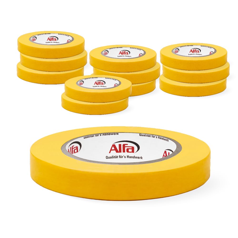 Alfa Ruban de masquage – Scotch peinture – 18 mm x 50 m – 12 pièces