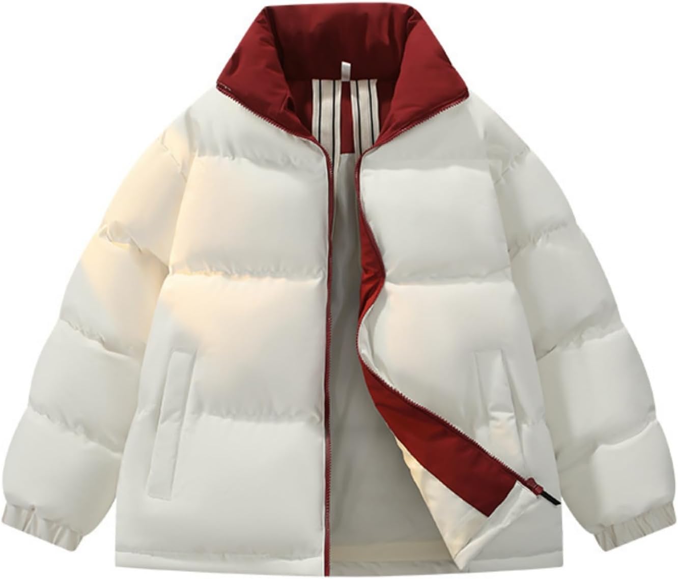 Men's Thick Colorful Bubble Coat Winter Warm Jacket Color Block Streetwear Hip Hop Puffer Parka, M-3XL